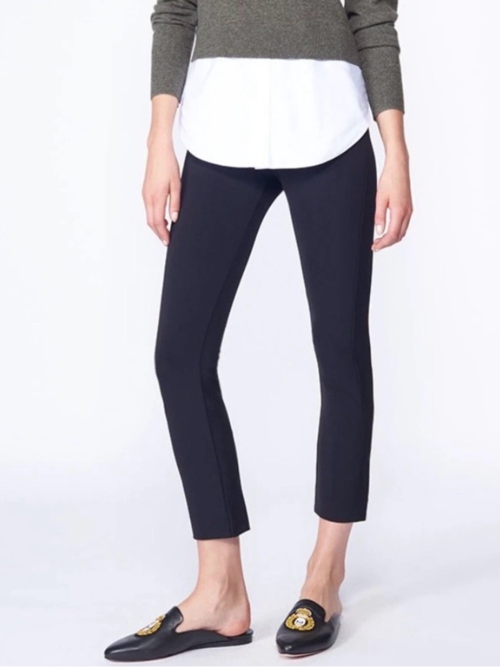 Veronica Beard Zip Back Scuba Pants Slim Leg Navy Blue Size 6 Workwear Classic